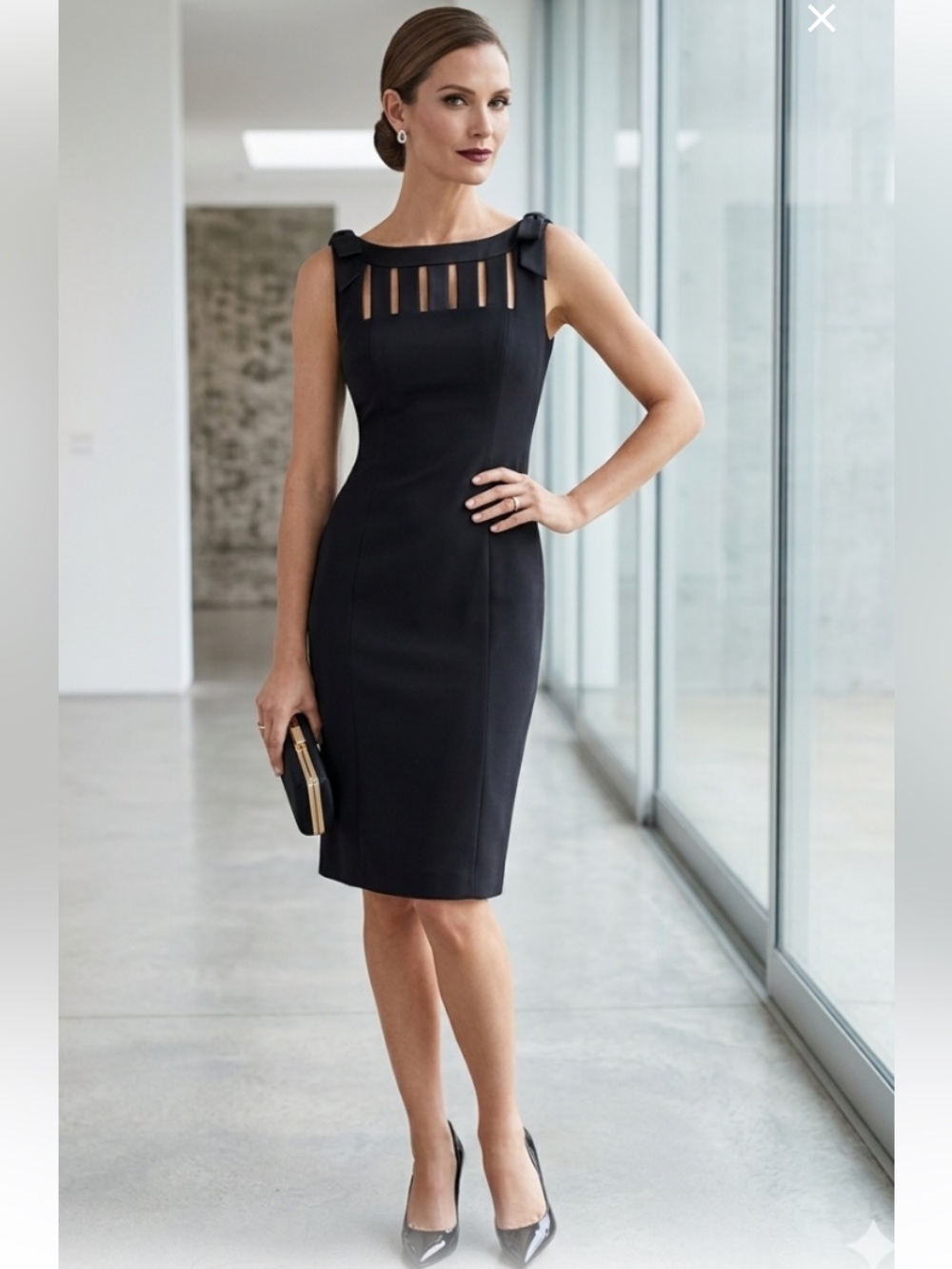 Chetta B Black caged cutout Y2K sheath dress